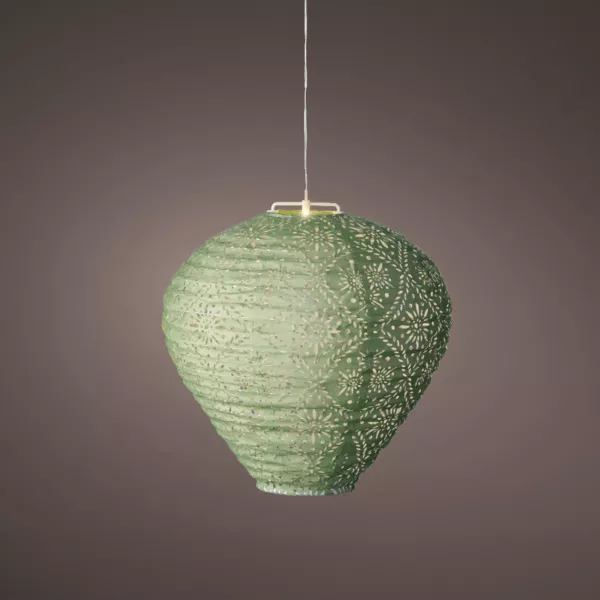 Suspension de jardin solaire (H28 cm) Lanterne ajour�e Verte