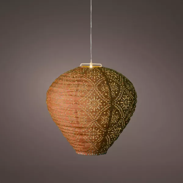 Suspension de jardin solaire (H28 cm) Lanterne ajour�e Marron