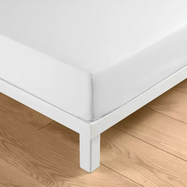 Drap housse coton lav� (160 x 200 cm) Linella Blanc