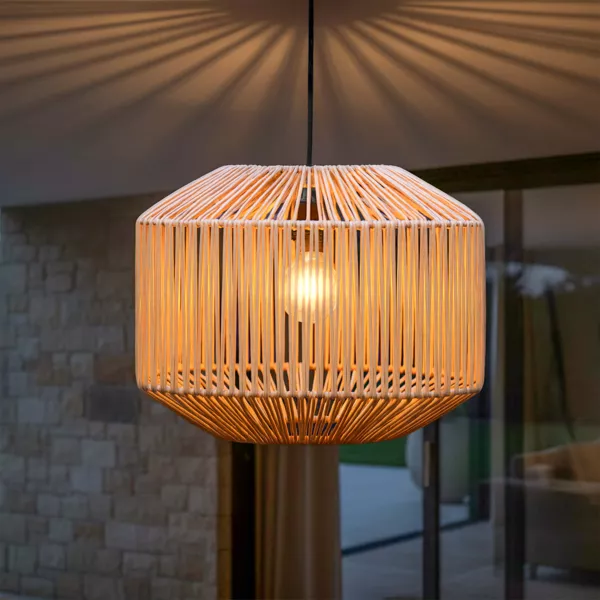 Garten-H�ngelampe mit 15 LEDs (D40 cm) Naxos Naturfarben