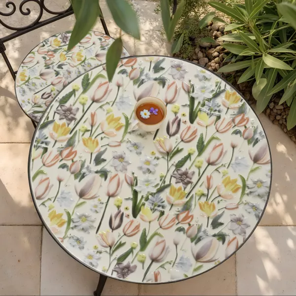 Runde klappbare Bistrotisch mit Mosaik (D58 cm) Lisse Pastel
