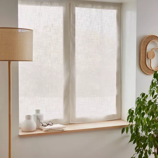 Paire de voilages passe-tringle effet lin (60 x 90 cm) Robin Beige