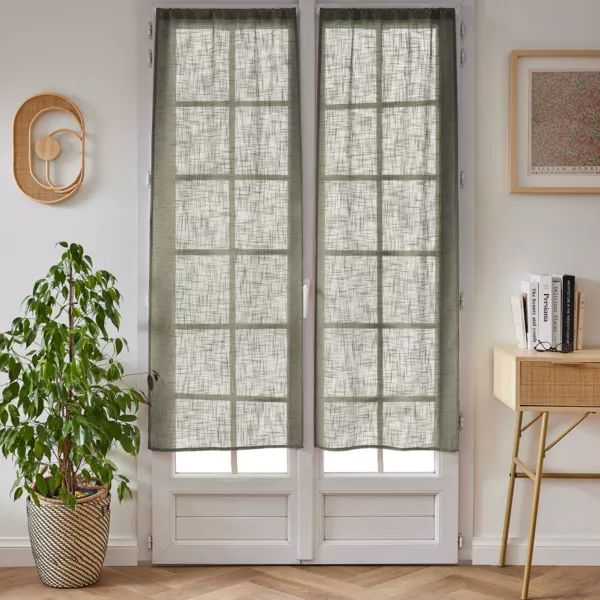 Paar Vorh�nge mit Schlaufen, Leinenoptik (60 x 160 cm) Robin Rosmaringr�n