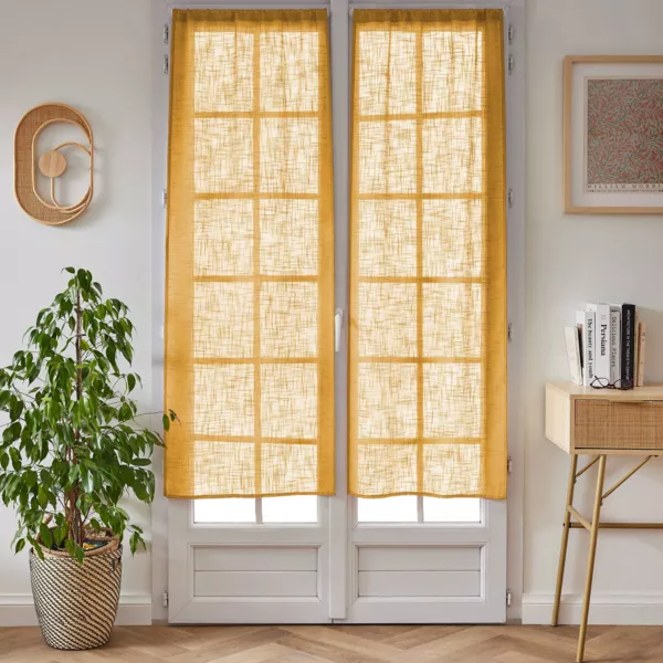 Paar Vorh�nge mit Schlaufen, Leinenoptik (60 x 160 cm) Robin Ocker-Gelb