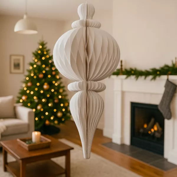 Decorazione natalizia da appendere in carta (H80 cm) con chiusura magnetica Bianca