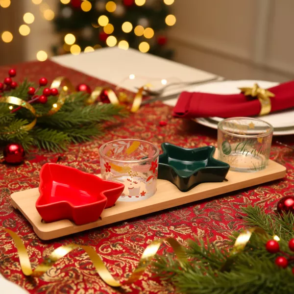 Set de tapas de 7 piezas en porcelana (10 x 33 cm) Christmas time Multicolor