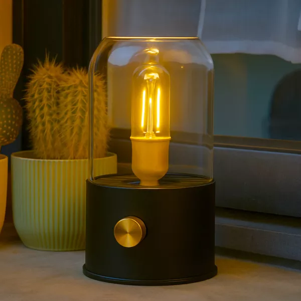 USB aufladbare kabellose Sturmlampe (H20 cm) Schwarz