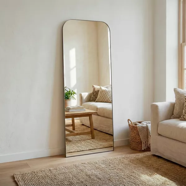 Grote wandspiegel (177 cm) Mendocino Zwart