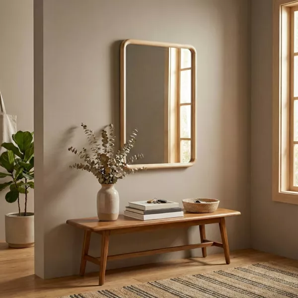 Espejo de pared con marco de madera (90 cm) Snook Marr�n