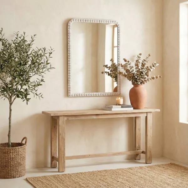 V�gspejl med tr�ramme (91 cm) Silvedona Hvid