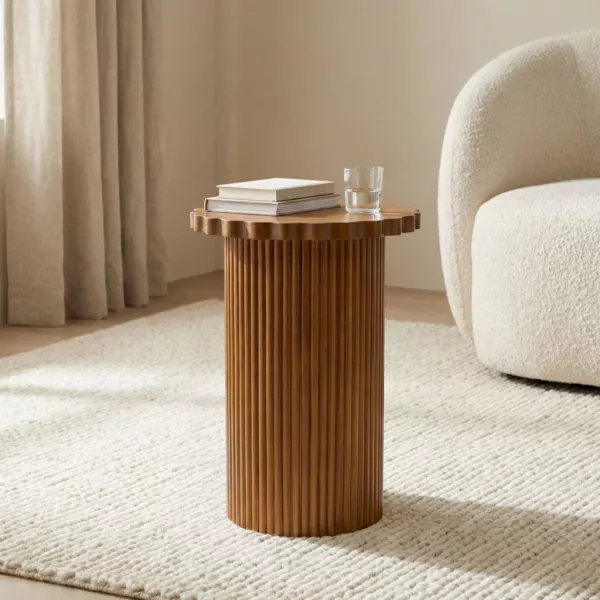 Beistelltisch rund Holz (H58 cm) Rockport Braun