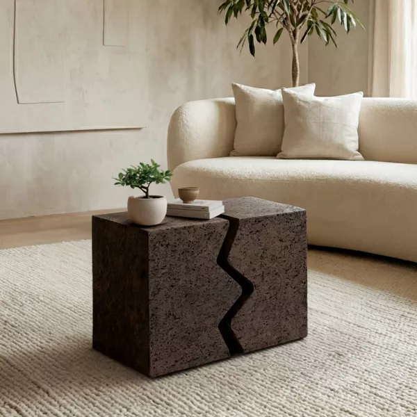 Set di 2 tavolini in magnesio ossidato (H45 cm) Barbarella Marrone