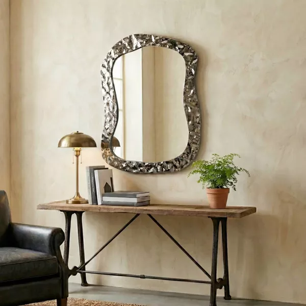 Grande specchio da parete con cornice in metallo (105 cm) Silverside Argento