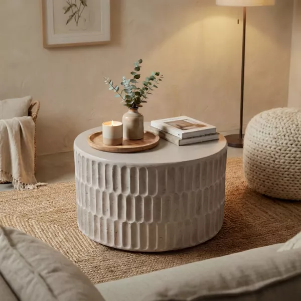 Mesa auxiliar redonda de magnesio oxidado (H40,6 cm) Bondido Blanco