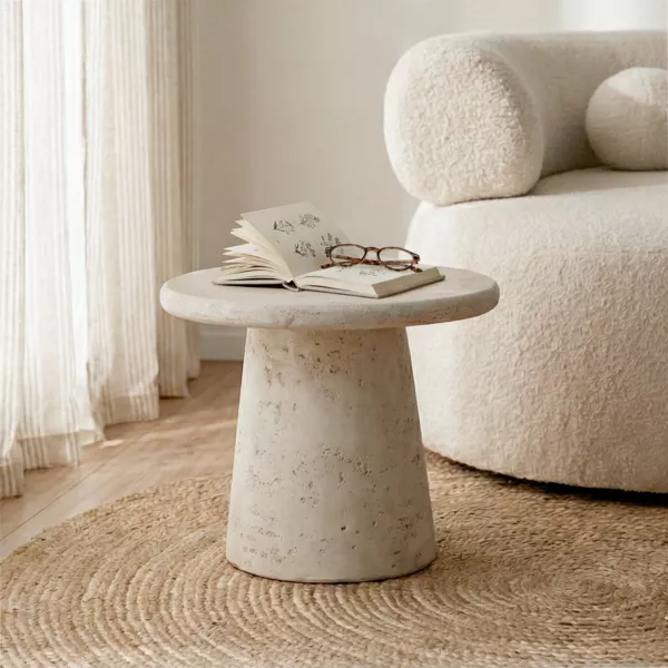 Table d'appoint ronde magn�sium oxyd� (H41,9 cm) Nuvian Blanc