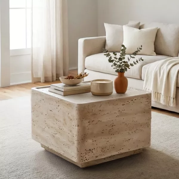 Firkantet sidebord i oxideret magnesium (H42 cm) Formo Hvid