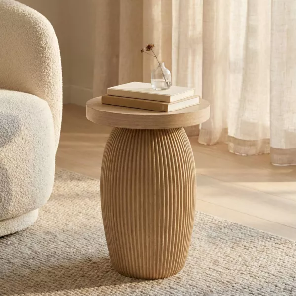 Mesa auxiliar redonda de magnesio oxidado (H45 cm) Berla Marr�n