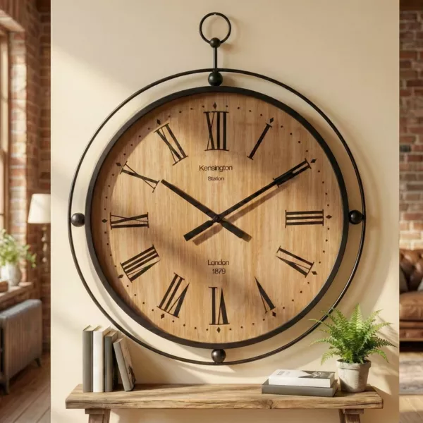 Orologio da parete in metallo (85 cm) Benito Nero