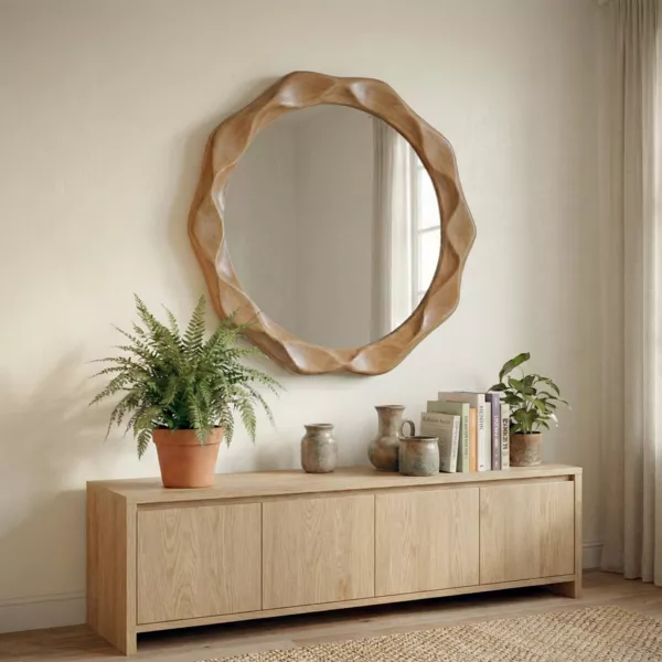 Specchio da parete con cornice in legno (81 cm) Toyah Marrone
