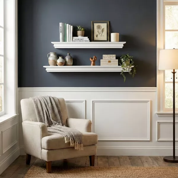 Conjunto de 2 estantes de pared de madera (L70 cm) Jaspery Blanco