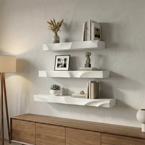 Lot de 3 �tag�res murales bois (L60 cm) Lyford Blanc