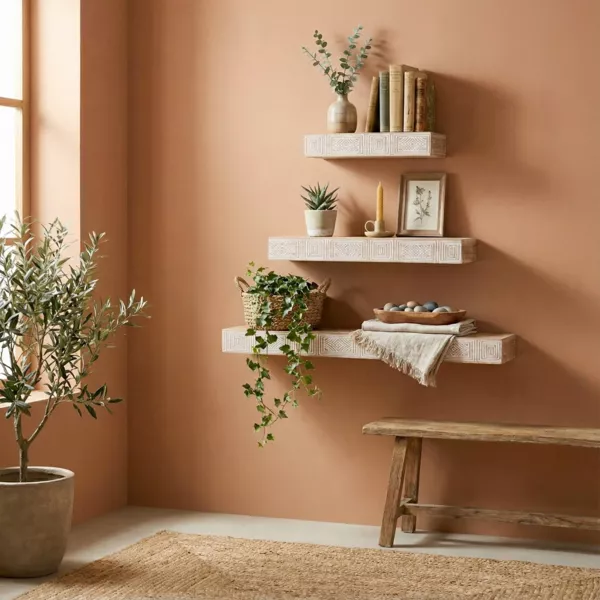 Conjunto de 3 estantes de pared de madera (L57 cm) Ford Marr�n