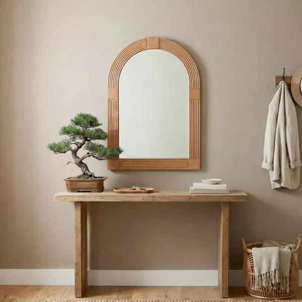 V�gspejl med tr�ramme (80 cm) Swik Brun