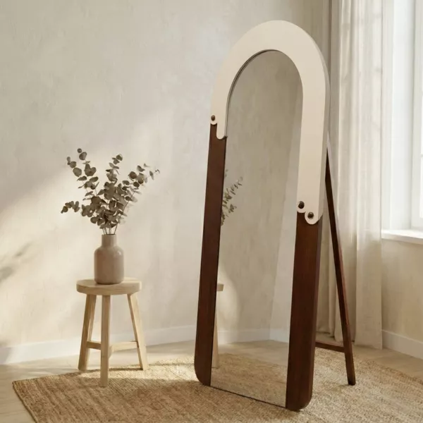Grand miroir mural cadre bois (180 cm) Eldoro Marron