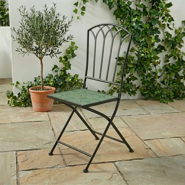Chaise bistro pliable en mosa�que Aveiro Vert olive