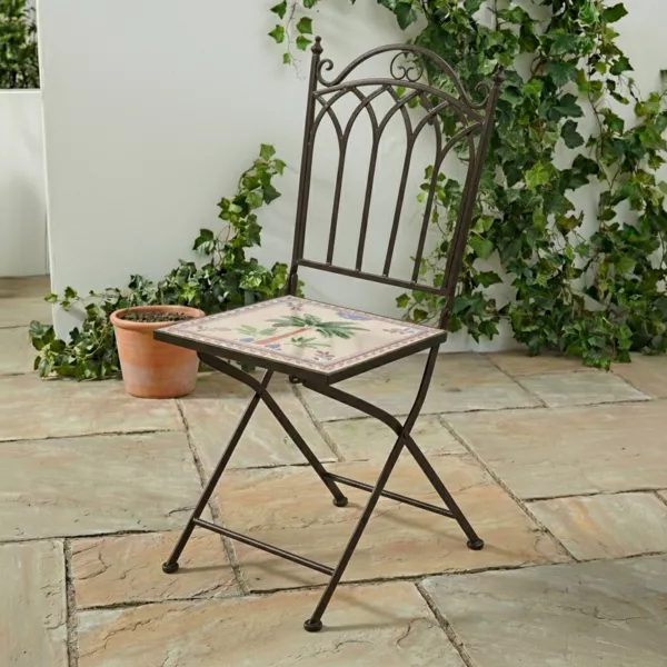 Chaise bistrot pliable en mosa�que Havana Brun