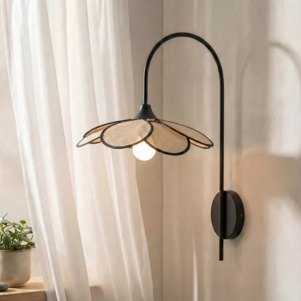 Aplique de pared p�talo en tela (H62 cm) Alava Negro