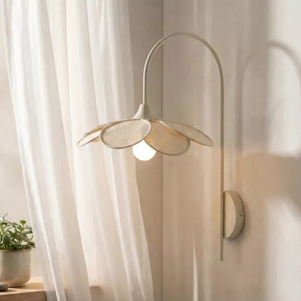 Lampada da parete petalo in tessuto (H62 cm) Alava Beige