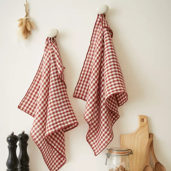 2er Set Handt�cher Musselin (50 x 70 cm) Ga�a vichy Terrakotta 