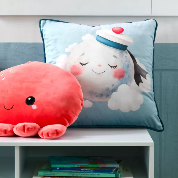 Coussin velours enfant (40 x 40 cm) Moby Bleu