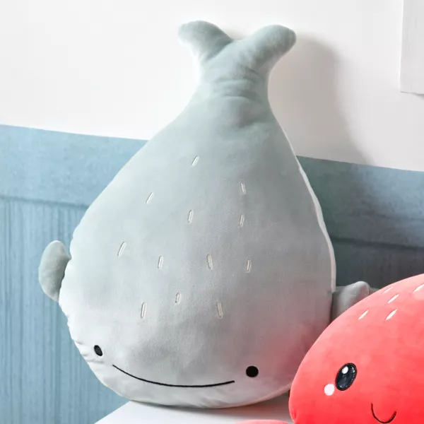 Cuscino squalo per bambini (30 x 40 cm) Moby Blu