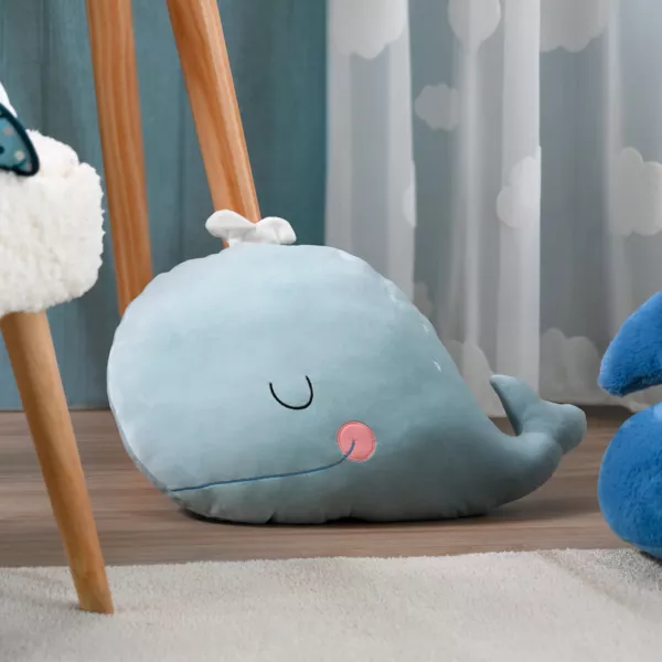 Coussin baleine enfant (45 x 30 cm) Moby Bleu