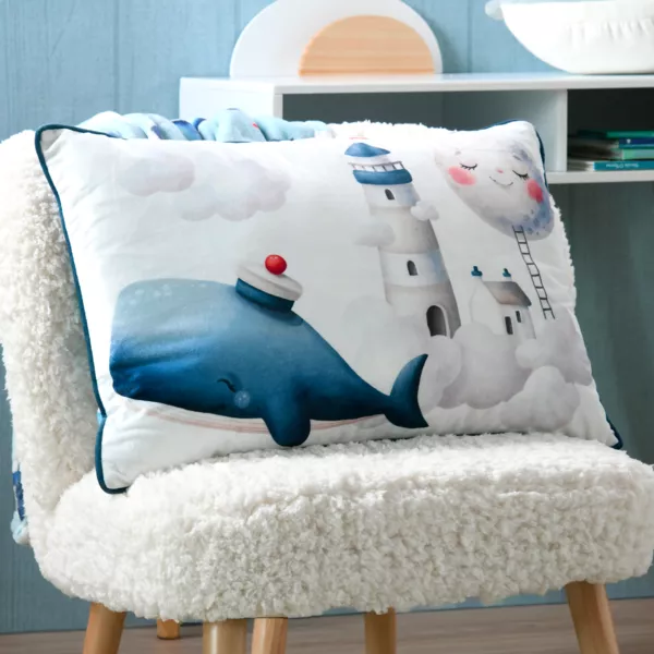 Rechteckiges Kinderkissen aus Samt (40 x 60 cm) Moby Blau