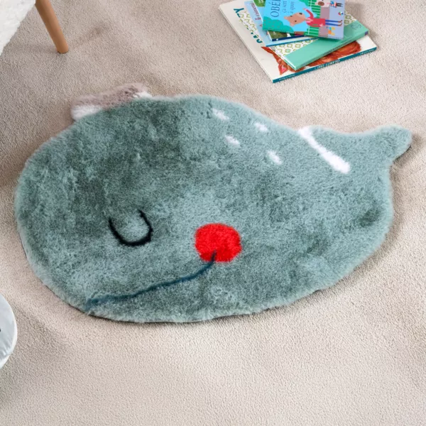 Tapis baleine enfant (85 x 60 cm) Moby Bleu