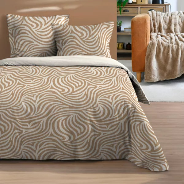 Housse de couette et deux taies d'oreiller (240 x 220 cm) Luanda Beige