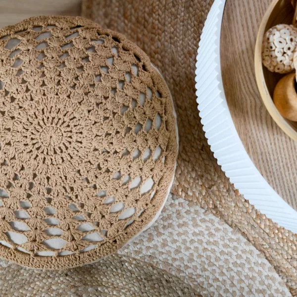 Gulvpude i bomuld (D45 cm) Mekong Ecru