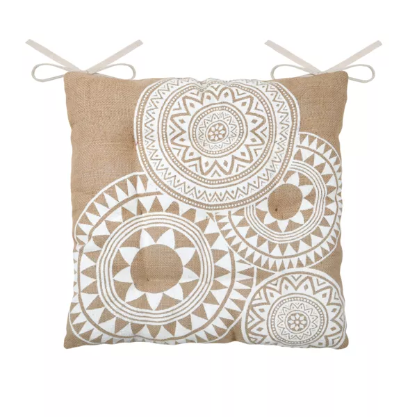 Cojín de silla cuadrado de algodón (40 x 40 cm) Mekong Beige