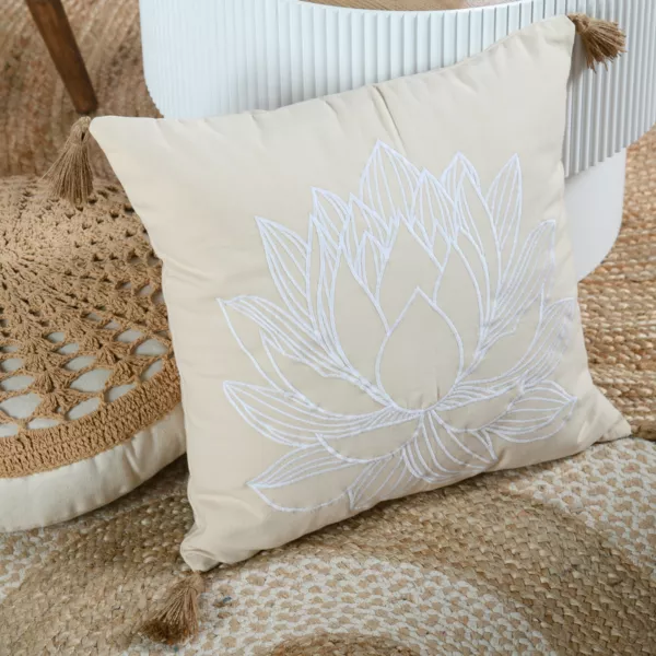Cuscino quadrato in cotone (45 x 45 cm) Mekong Ecru