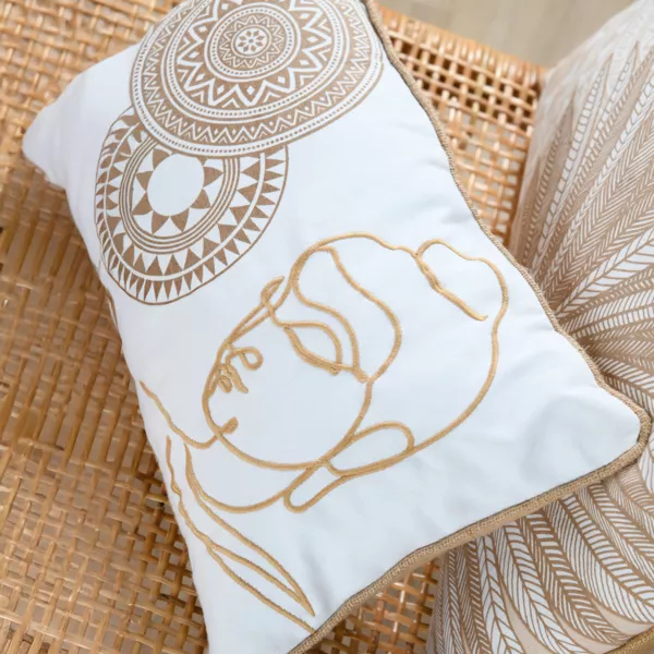 Coussin rectangulaire coton (30 x 50 cm) Mekong Blanc