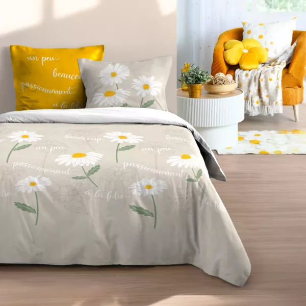 Bettbezug und zwei Kissenbez�ge aus Baumwolle (240 x 220 cm) Camille Beige