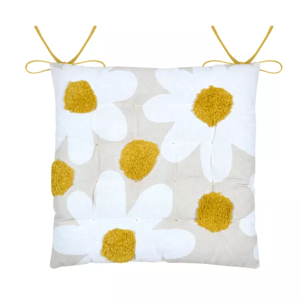 Coj�n de silla cuadrado de algod�n (38 x 38 cm) Camille Amarillo mostaza