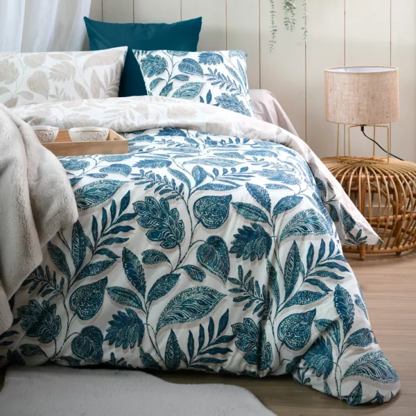 Perkal-Baumwoll-Bettbezug (260 x 240 cm) Calliope Frostblau