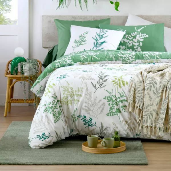 Housse de couette percale de coton (260 x 240 cm) Sylvana Verte