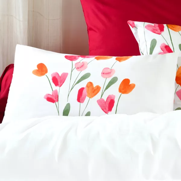 Rechteckiges Kopfkissenbezug aus Perkal (50 x 70 cm) Tulipa Mehrfarbig