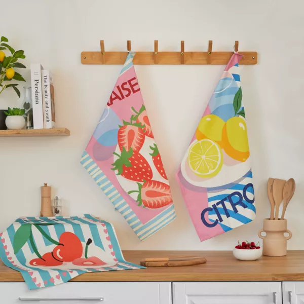 Set von 3 Geschirrt�chern aus Baumwolle (50 x 70 cm) Tuttifrutti Mehrfarbig