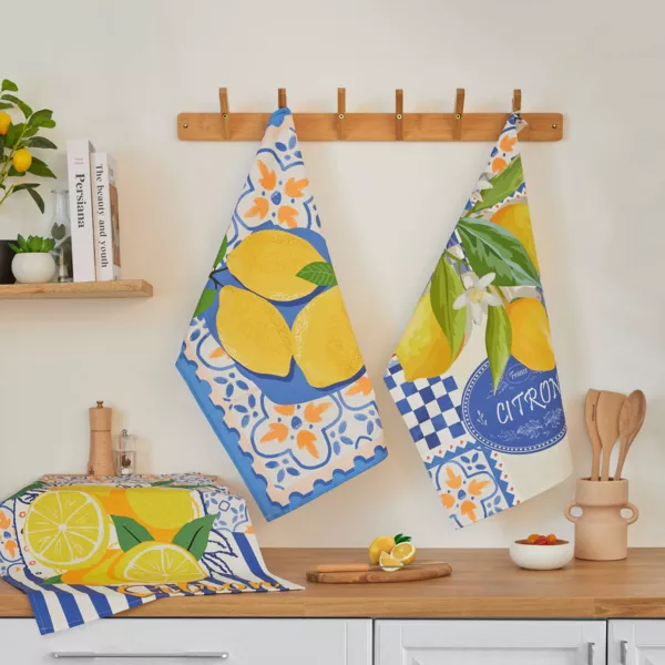 Lot de 3 torchons coton (50 x 70 cm) Grasse Multicolore